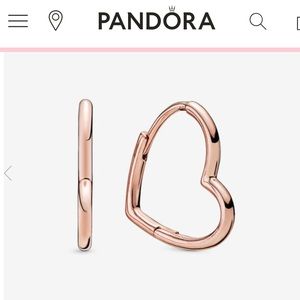 Pandora Asymmetrical Heart Hoop Earrings 14k rose gold